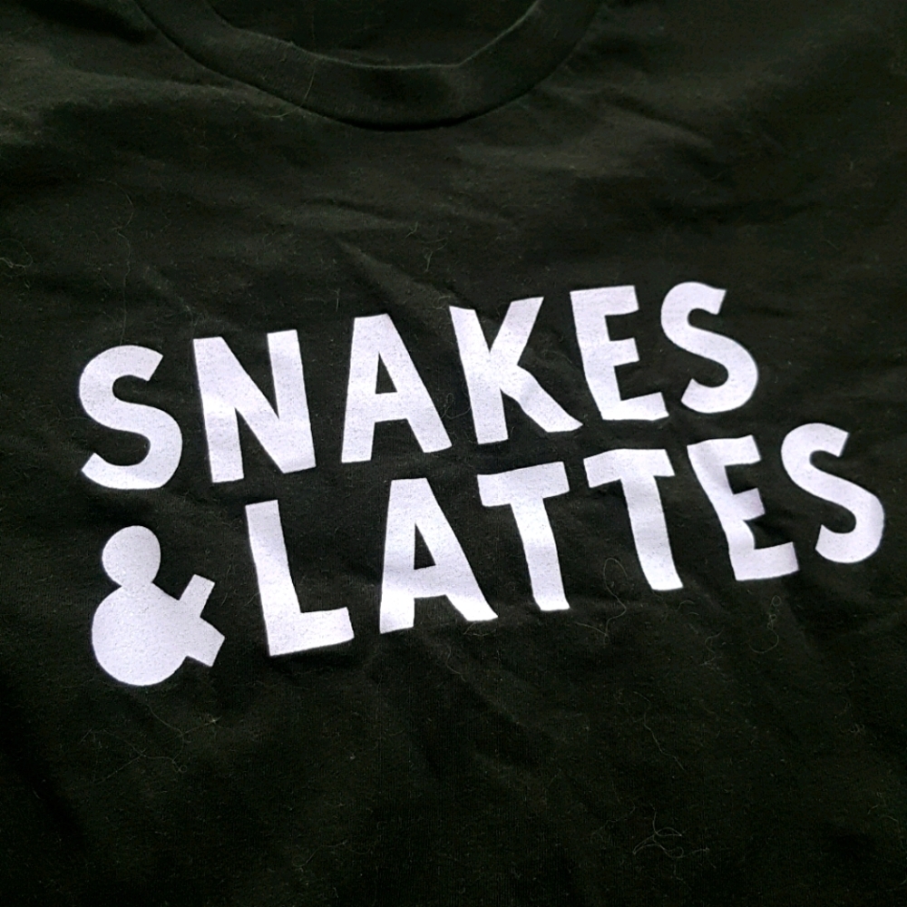 Snakes and Lattes employee t-shirt